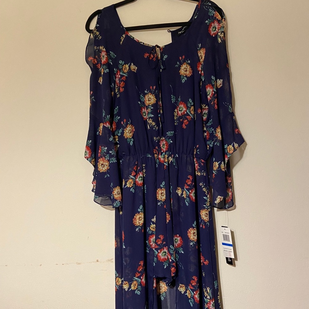 Blue Floral romper with tail